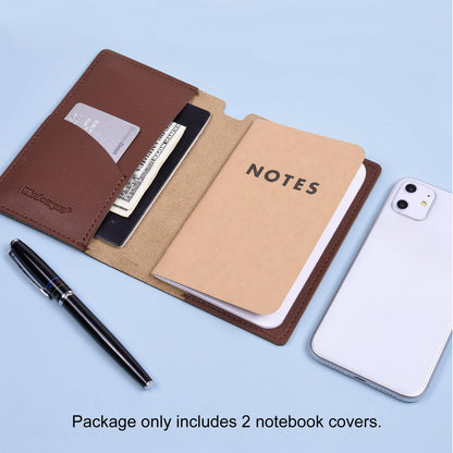 Wisdompro Journal Cover, 2 Pack PU Leather Notebook Cover for Field Notes, or other 3.5" x 5.5" Pocket Notebooks - Blue