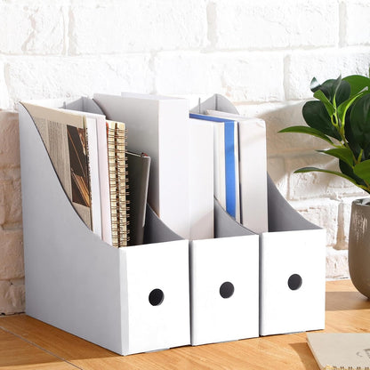 Thenshop 24 Pcs Cardboard Magazine File Holder Organizer, Desk File Organizer Box Foldable Book Bin Papers Storage Folder with Label for School Classroom Office Supplies(Classic,Black)
