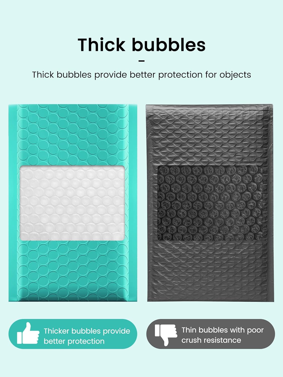 GSSUSA Black Bubble Mailers 4x8 Inches 50 Pack, Usable Size 4X7" Bubble Envelopes for Small Business, Padded Envelope, Shipping Mailers, Packaging Bags, Mailing Envelopes, Shipping Supplies