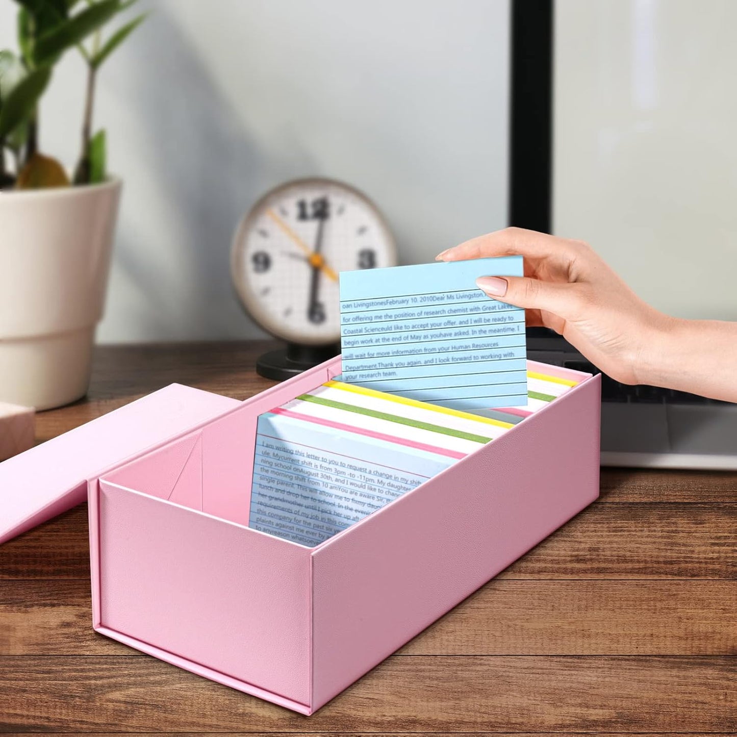 Harhana 3x5 Index Card Holder Card File Box Organizer, Hold 1200 3x5-Inch Flash Cards 1 Pack Black