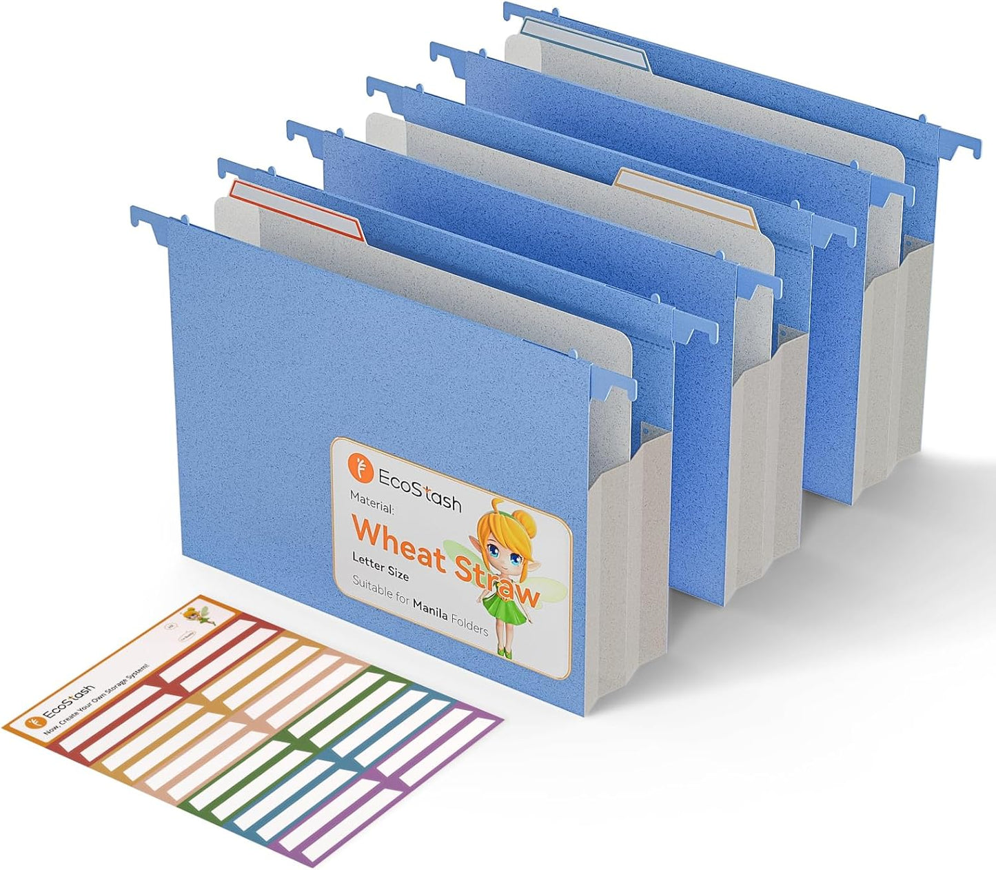 Extra Capacity Hanging File Folders, 3.15" Reinforced Wheat Straw Expanding Hanging Folder Letter Size, Heavy Duty for Filing Cabinets, File Organizer for Office & Home-Sky Blue-3 Packs