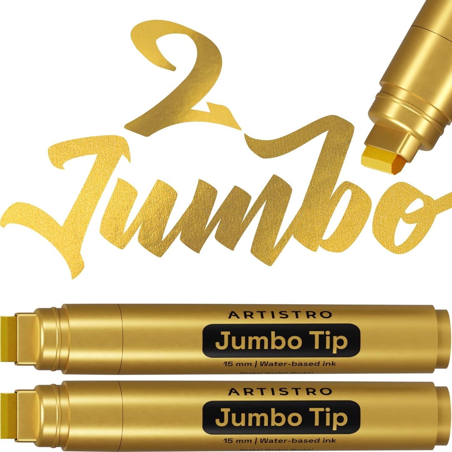ARTISTRO 2 Gold Acrylic Paint Markers - 0.7mm Extra Fine-Tip Metallic Paint Pens - Perfect for Crafting, Art Projects, & More
