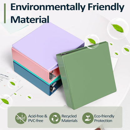 Sooez BinderX Extra Durable 3 Inch 3 Ring Binder, D-Ring Large Binders, Holds 670 Sheets of 8.5x11 Paper, Customizable View Cover with Inside Pockets, Heavy Duty 3 Ring Binder for School, Grey Blue