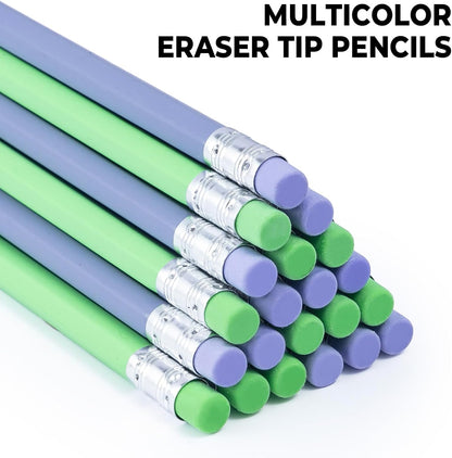 M&G Daily Series 24 Pack HB Pencils, Pre-Sharpened Hexagonal Wood-Cased Pencils with Erasers, 4 Color Barrels, Includes 2 Mini Sharpeners for Writing Drawing and School Office Supplies