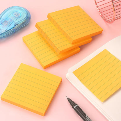 Lined Sticky Notes 3x3 Sticky Notes with Lines Self-Stick Notes Bright Color 4 Pads 90 Sheets/Pad (Pastel)