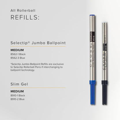 Cross Selectip Jumbo Ballpoint Pen Refill - Black - Medium - Ballpoint Pen Refill for Consistent Ink Flow - Effortless Writing - Quick-Drying Formula - Smooth Laydown - Precision Ink Output