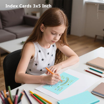 600 Count Index Cards 3 x 5 Inch Green Lined Flash Cards Ideal for Studying and To-do-List, Portable Note Cards Taking for Students and Teachers, Flash Card Styled for Home, Office or School Use