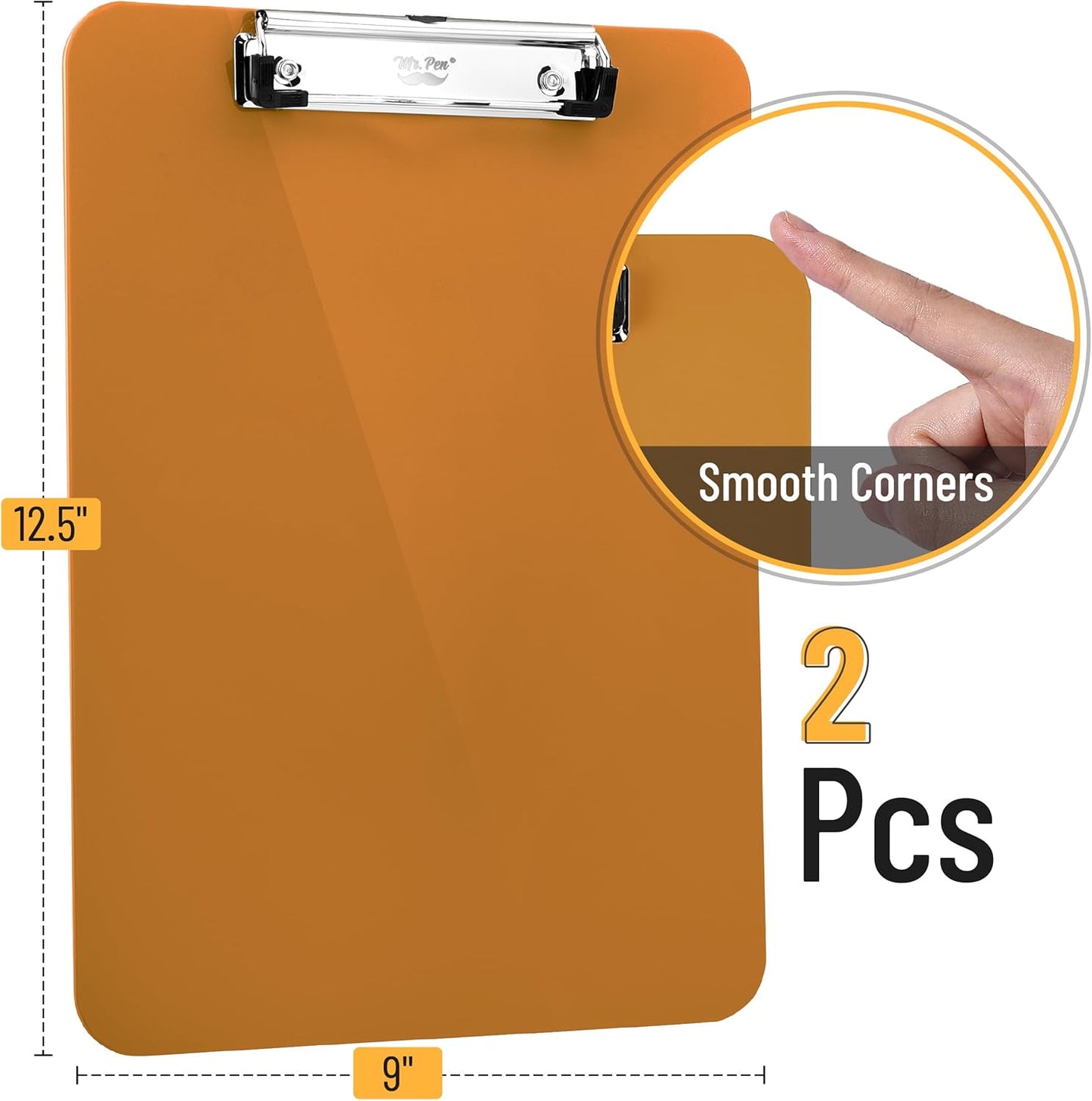 Mr. Pen- Plastic Clipboard, 12.5" x 9", 2 Pack, Clipboard Plastic, Low-Profile Metal Clip with Retractable Hanging Hole