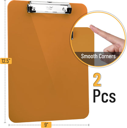 Mr. Pen- Plastic Clipboard, 12.5" x 9", 2 Pack, Clipboard Plastic, Low-Profile Metal Clip with Retractable Hanging Hole