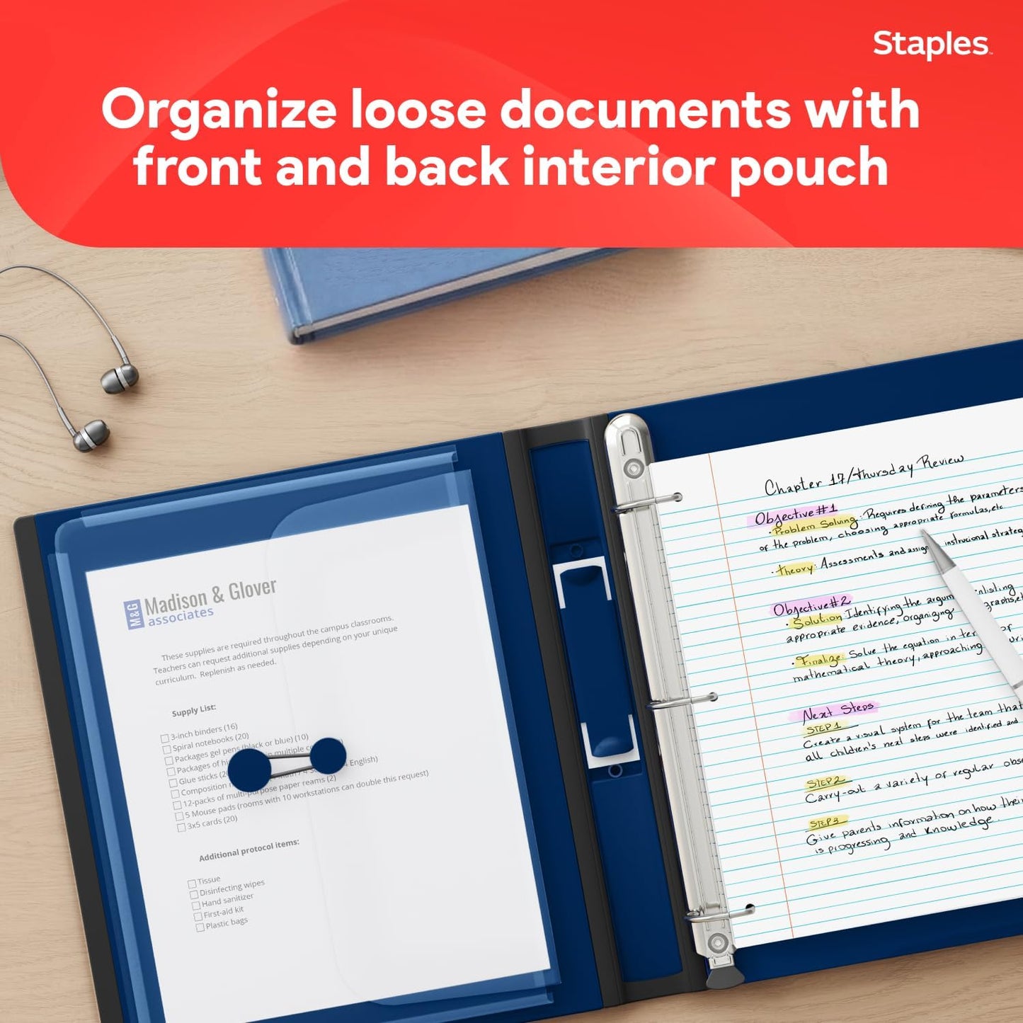 Staples Better Binder 2-Inch D-Ring View Binder, Reinforced Spine, Holds Up to 540 Sheets, Teal, for Office & School
