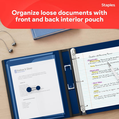 Staples Better Binder 2-Inch D-Ring View Binder, Reinforced Spine, Holds Up to 540 Sheets, Teal, for Office & School