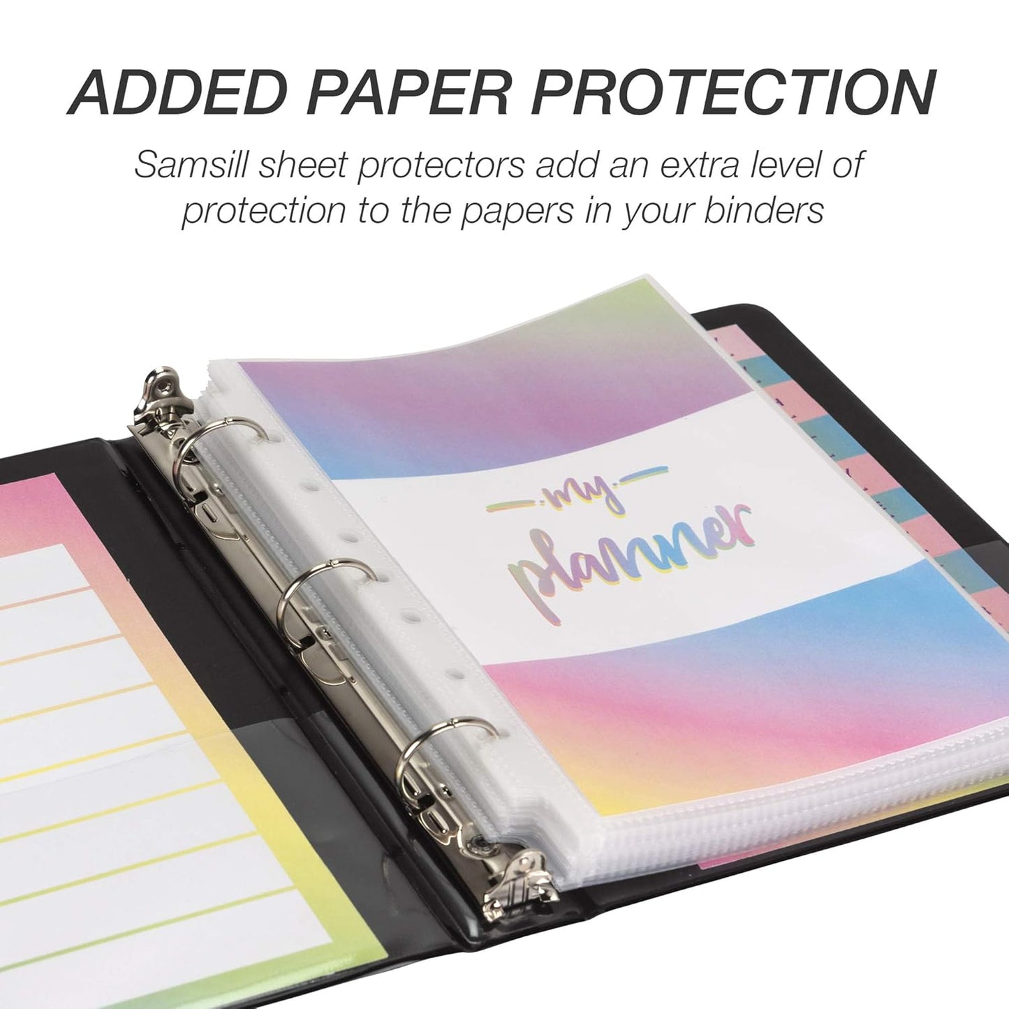 Samsill Economy 3 Ring Mini Binder, 1-Inch Round Ring Binder, Holds 100 Sheets, Black, 6 Pack (MP32300)