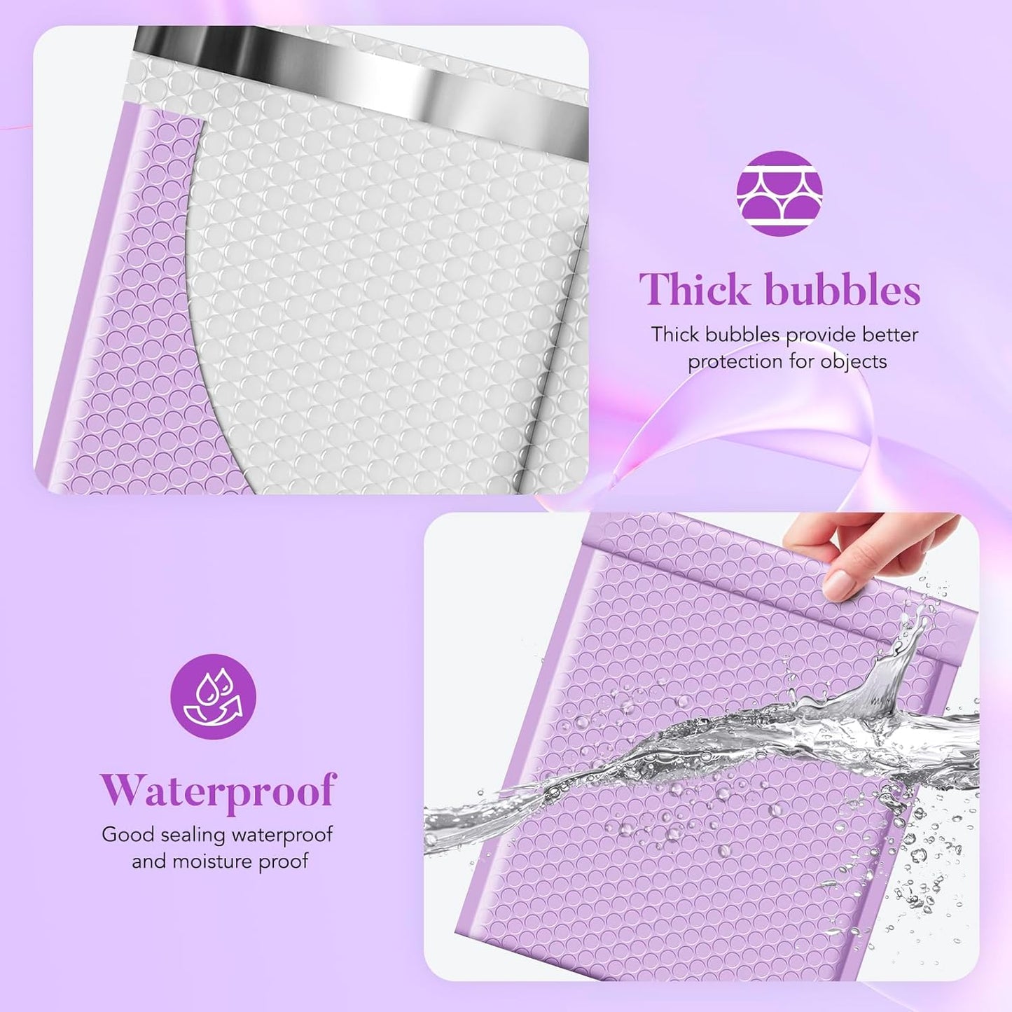 Fuxury Black Bubble Mailers 4x8" 100 Pack Waterproof Padded Envelopes Usable Size 4x7" Self Seal Bubble Envelopes Padded Mailers for Small Business, Envelope Mailers