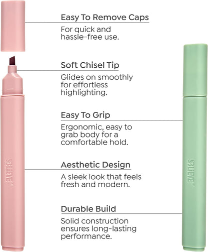 BLIEVE - Aesthetic Highlighters and Gel Pens With Soft Ink and Chisel Tip, Bible Highlighters and Pens No Bleed, Dry Fast Easy to Hold, for Bible Journaling Planner School Supplies (MORANDI)