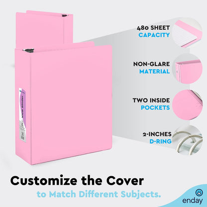 Enday 1.5 Inch Binder, Green - 1.5 Inch 3 Ring Binder, Round Ring Pastel with Clear View Cover for Letter Size 8.5 x 11'' Paper & 2 Inside Pockets, Ideal for School Supplies, Office, and Home