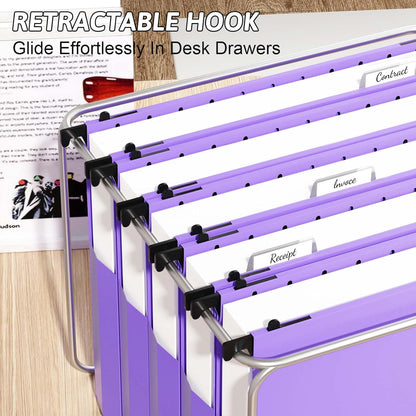 Plastic Extra Capacity Hanging File Folder Letter Size,12 Pack Reinforced Expandable Hanging Folders,Heavy Duty 2 Inch Expansion,Adjustable Tabs,Hanging Organizer Designed for Bulky Files(Gray)