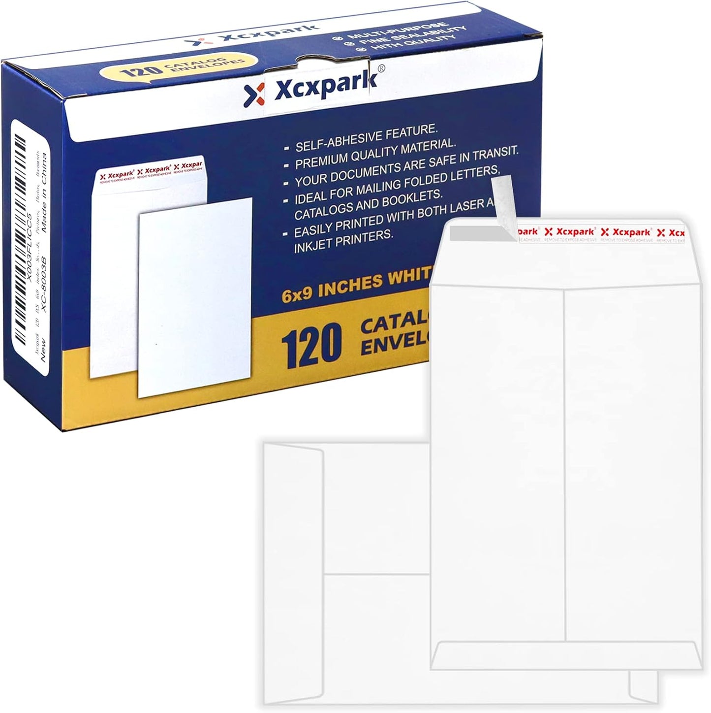 Xxcxpark 250 PCS 6x9 inches Security Catalog Envelopes Printable Self Seal Envelopes, Anti Tear brown Kraft Envelopes for Invitation Cards, Pictures, Photos, Documents