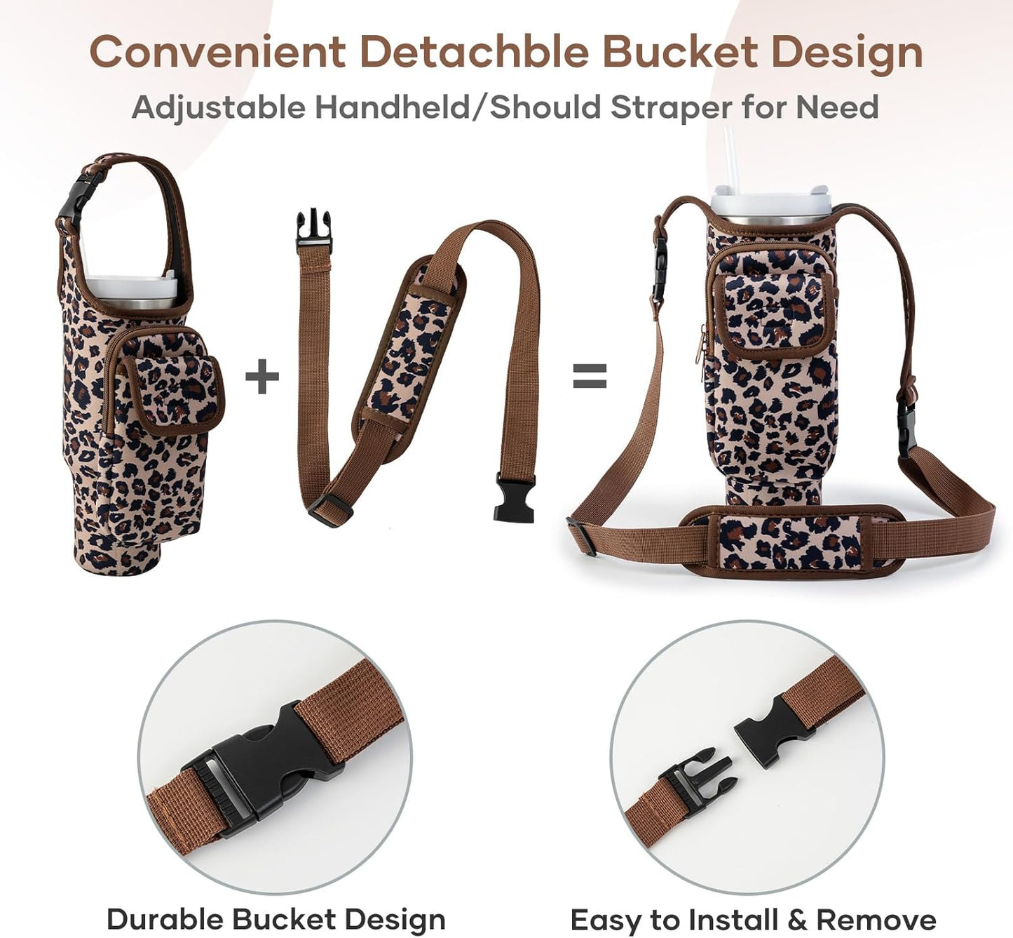 Bufilea Carrier Bag with Phone Holder Pockets for Stanley 40/30oz Tumbler with Handle, Insulated Neoprene Crossbody Bag Cup Holder w/Shoulder & Handheld Straps Fits Stanley Cup Accessories