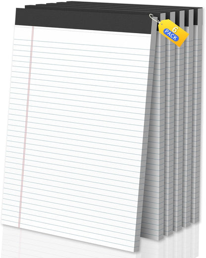 5x8 Legal Pads Writing Pad Note Pads, 8 Pack College Ruled Lined Paper Pad, White Perforated Notebook, Premium Notepads for School Office Home, 30 Sheets/Pack