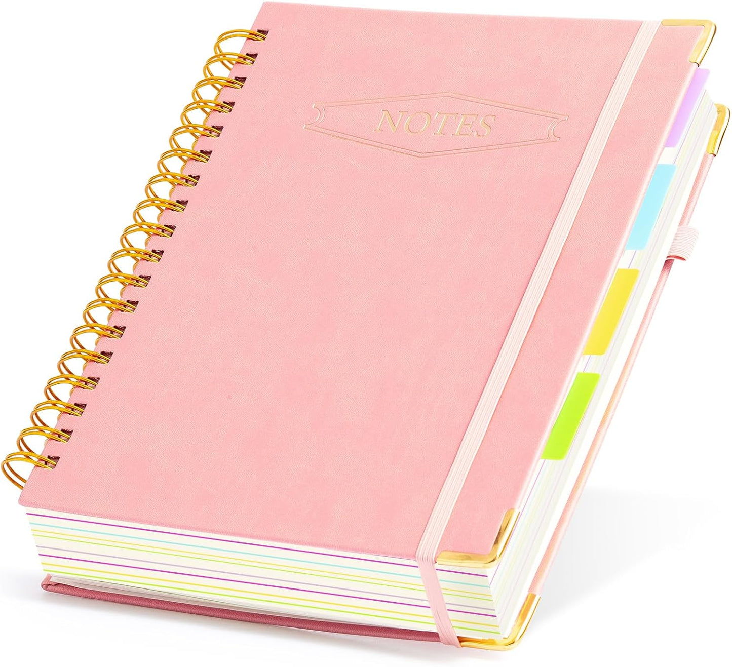 M&G Hardcover Spiral Notebook, 5 Subject Noteboook College Ruled 300 Page, Large 8"x10" B5 Notebooks for Work School, Lined Journal for Women & Men, Black
