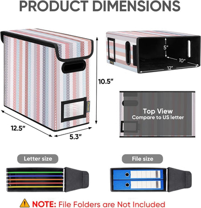 BALEINE File Organizer Box with Lid, Collapsible File Folder Organizer with Plastic Slide, Hanging File Folder Box for Office Document Storage (1 Pack, Black)