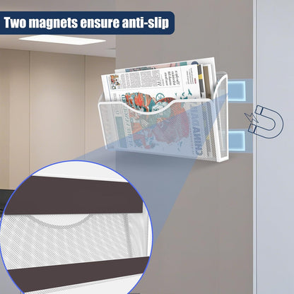 Magnetic File Holder 3 Pockets File Folder Organizer, Office Hanging Magazine Rack for File Cabinets, Magnetic Paper Holder, No Drilling Mail Organizer for Refrigerator, Whiteboard, Office, Kitchen