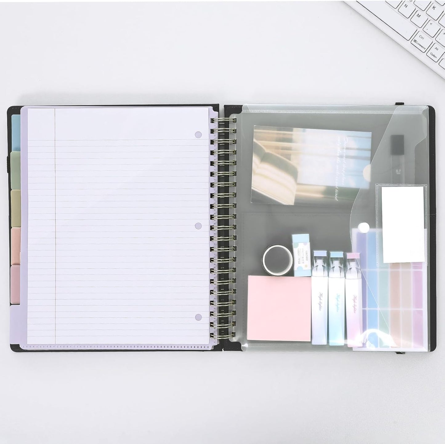 SKYDUE Clipboard Folder with Storage, 6 Dividers with 12 Pockets for Letter Size, Storage Clipboard Folio with Refillable Notepad, Spiral Clipboards Padfolio for Teacher Worker Nurse