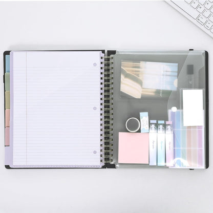 SKYDUE Clipboard Folder with Storage, 6 Dividers with 12 Pockets for Letter Size, Storage Clipboard Folio with Refillable Notepad, Spiral Clipboards Padfolio for Teacher Worker Nurse