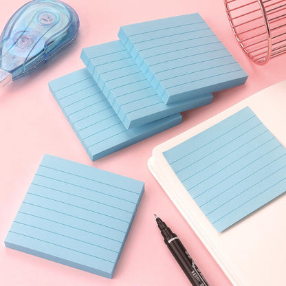 Lined Sticky Notes 3x3 Sticky Notes with Lines Self-Stick Notes Bright Color 4 Pads 90 Sheets/Pad (Pastel)