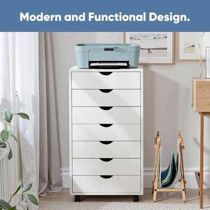OLIXIS 5 Drawer Mobile File Cabinet Under Desk Storage Organization with Wheels Vertical Filing Chest Rolling Wood Small Desk Printer Stand for Home Office, 15.75"D x 18.74"W x 25.39"H, Black