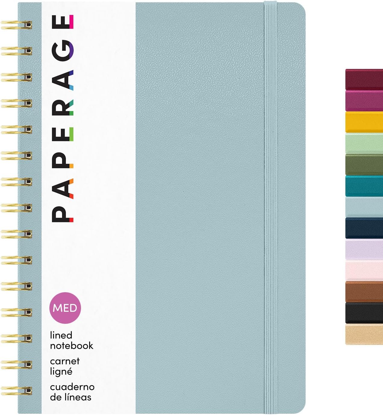 PAPERAGE Lined Spiral Journal Notebook, (Black), 160 Pages, Hardcover Journal for Women & Men, Medium 5.5 in x 8 in - 100 GSM, Thick Paper, Spiral Notebook for Work, School & Journaling