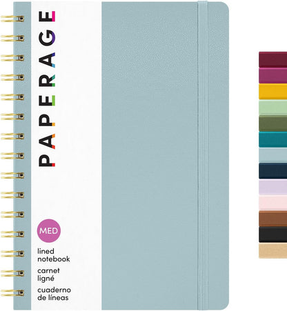 PAPERAGE Lined Spiral Journal Notebook, (Black), 160 Pages, Hardcover Journal for Women & Men, Medium 5.5 in x 8 in - 100 GSM, Thick Paper, Spiral Notebook for Work, School & Journaling