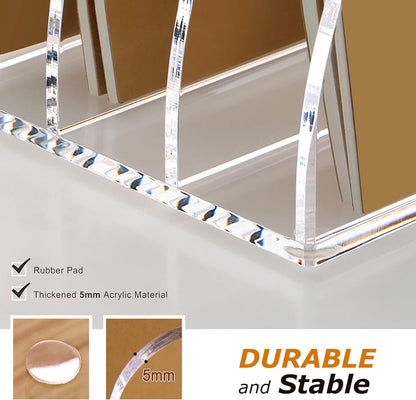 SANRUI Desk Organizer Clear Acrylic Desk Magazine File Holder with 3 Vertical Sections Magazine Rack File Organizer for Office, Home, School