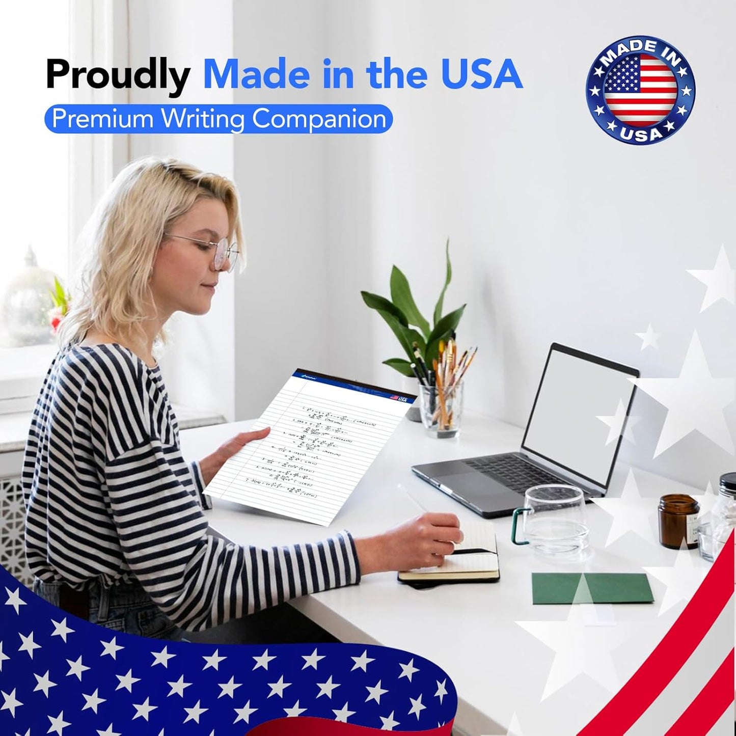 WritePads Legal note pads 8.5"x11" Legal Pads,Wide Ruled,White Paper,12 Pack,50 Sheets Per Writing Pad,Micro perforated Writing Pad,BL-MWT50W-12PAD