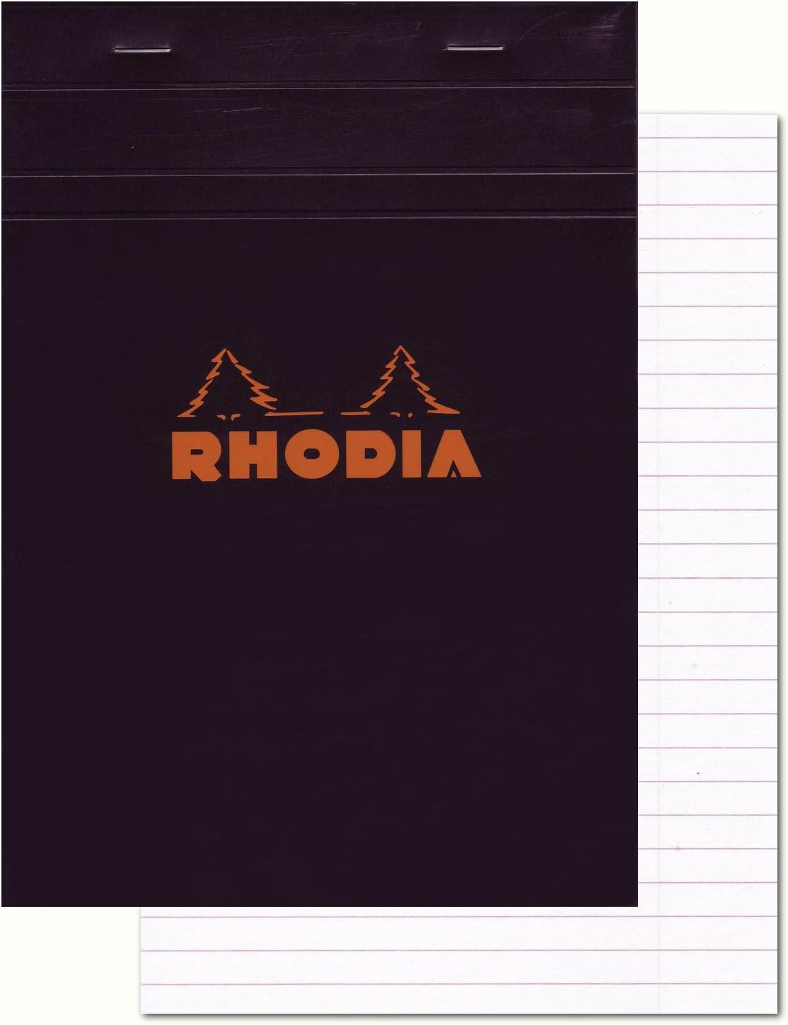 Rhodia Head Stapled Pad No16 A5, Ruled + Margin, 148x210mm-Black