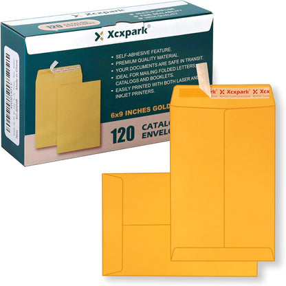 Xxcxpark 250 PCS 6x9 inches Security Catalog Envelopes Printable Self Seal Envelopes, Anti Tear brown Kraft Envelopes for Invitation Cards, Pictures, Photos, Documents