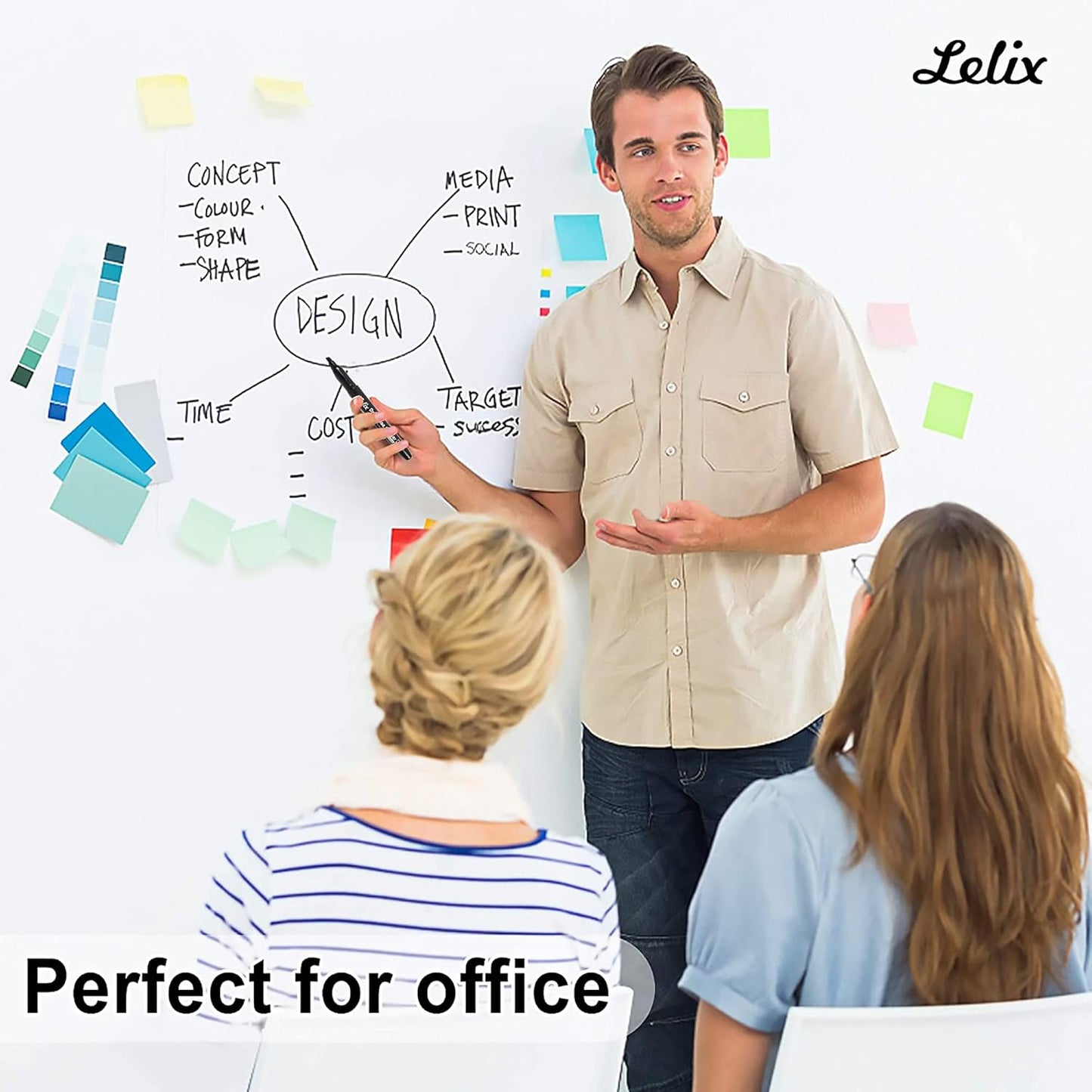 Lelix 42 Pack Black Dry Erase Markers Chisel Tip, Bulk Whiteboard Markers for School, Office Supplies, Perfect for Writing on White Board, Mirror,Calender