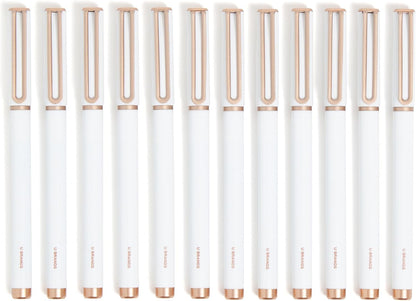 U Brands Catalina Felt Tip Pens, Set of 12, Stripes and Dots with Gold Details, Medium (0.7 mm) Point, Black Ink