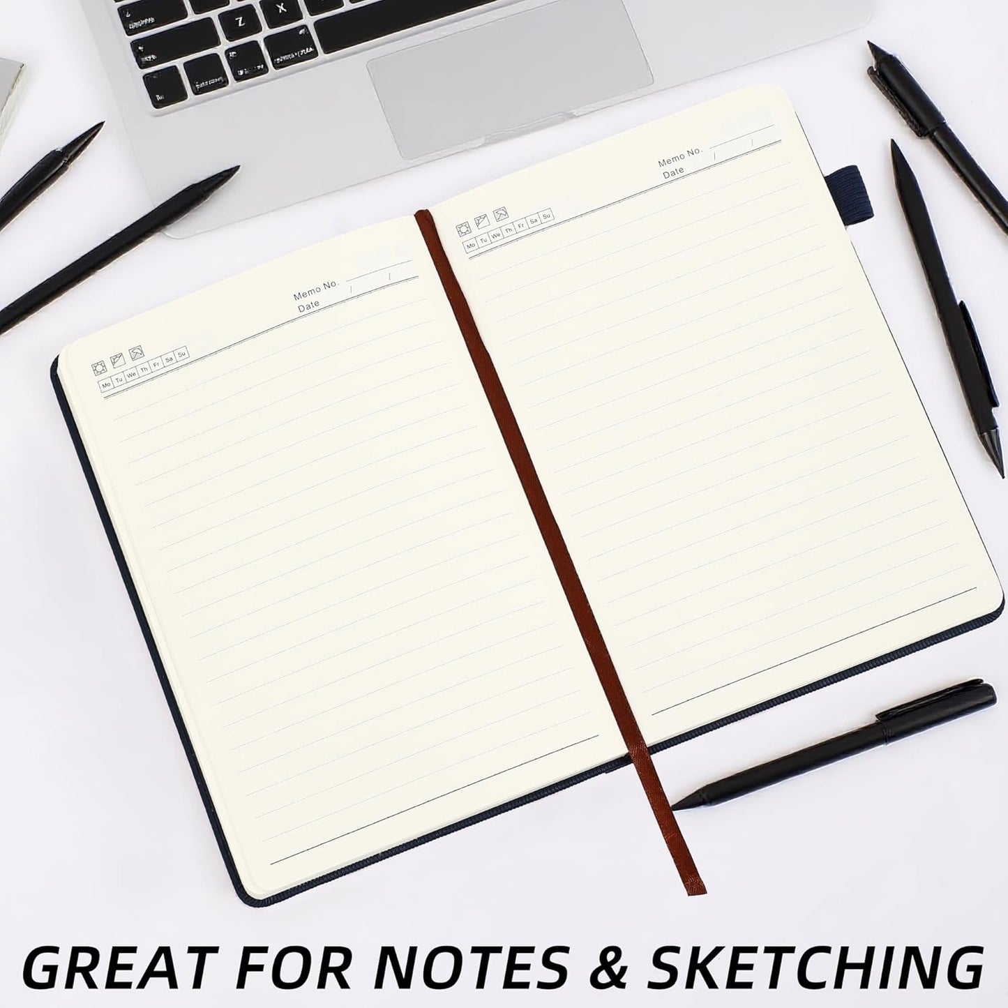 BOBO RABBIT Lined Journal Notebook for Work 100 GSM Thick Paper 300 Pages College Ruled A5 Notebook Hardcover Leather Journal for Writing School Office, 5.63"x8.43"