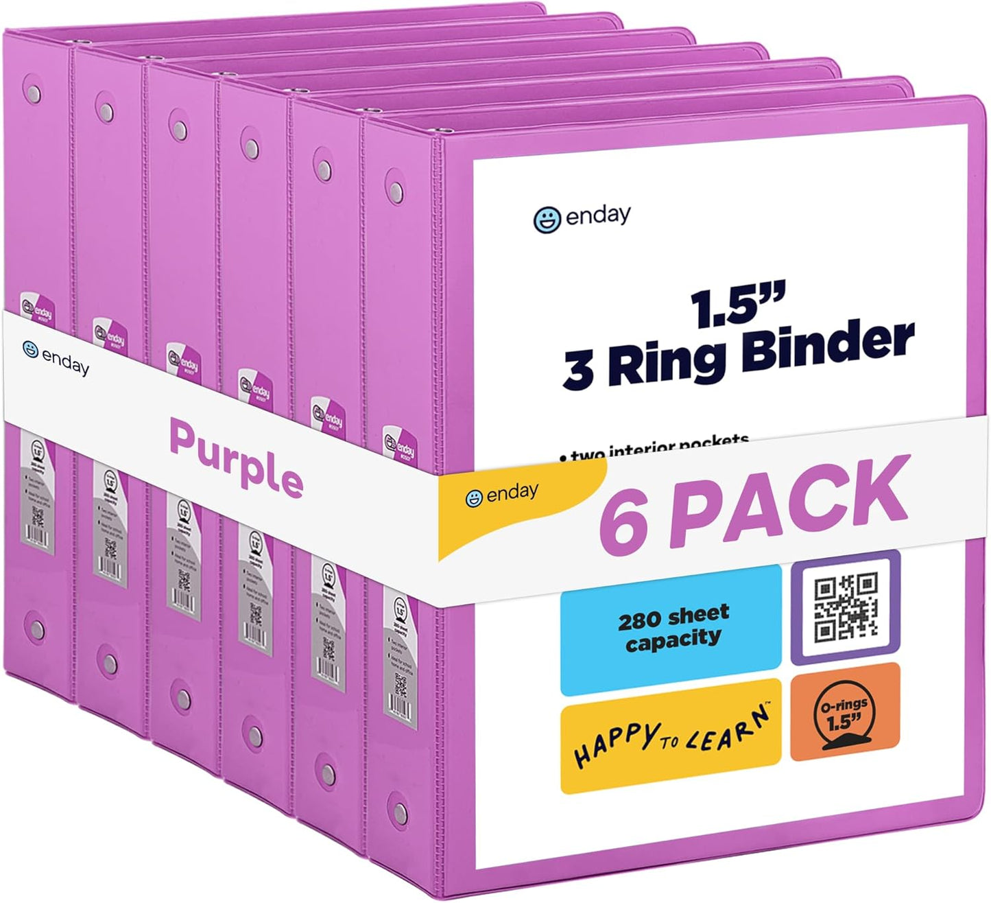 Enday 1 Inch Binder (6 Pack - Grey) 3 Ring Binder 1 inch with Clear View Cover and 2 Inside Pocket - for Letter Size 8.5 x 11'' Paper, Ideal for School Supplies, Office, and Home