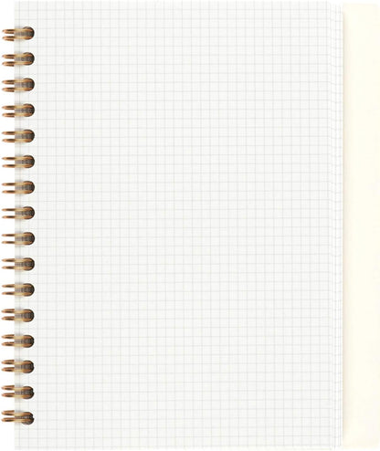 Maruman Septcouleur Grid Notebook- A5, 8.35" x 6.22", 100 Sheets / 200 Pages, 3mm Graph Paper Journal, Durable Rose Gold Wire-bound Spiral, Water Resistant Cover, Spicy Coral Pink, Made in Japan