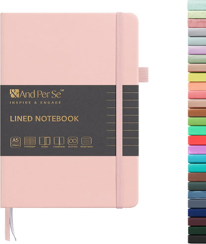 &And Per Se Lined Journal Notebook, 160 Pages, A5 5.7 x 8 inches College Ruled Thick Paper Notebook Journals for Writing, Hardcover Notebooks for Women Men Office School (1 Pack, Green) - Colors A