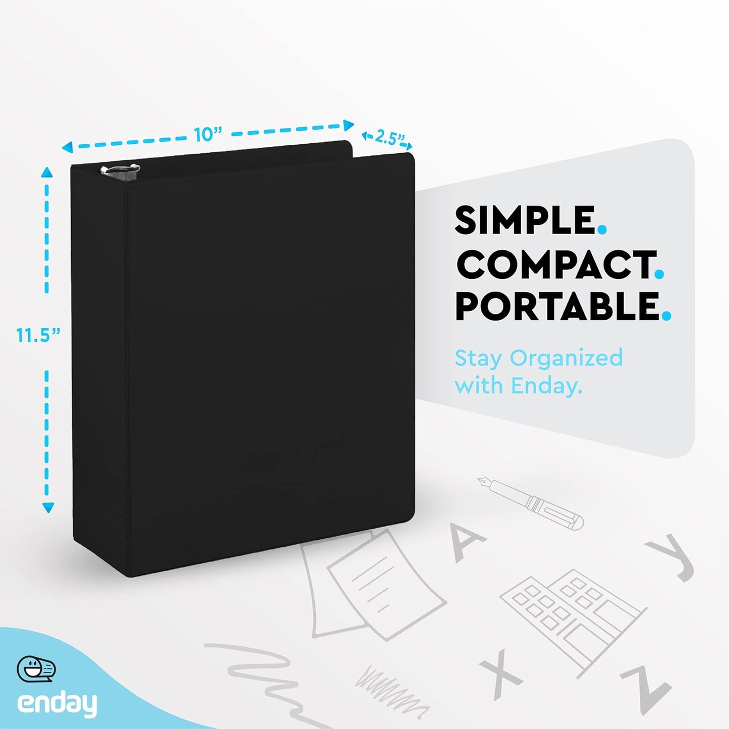 3 Inch Binder 3 Ring Binders Green, Slant D-Ring 3” Clear View Cover with 2 Inside Pockets, Heavy Duty Colored School Supplies Office and Home Binders – By Enday