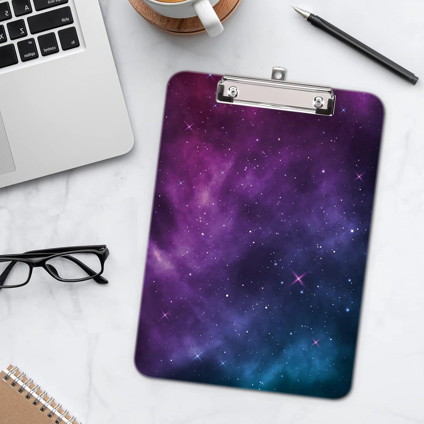 Hongri Plastic Cute Clipboard, Letter Size for Students, Teacher, Woman and Kids, Low Profile Clip, Decorative Pattern, Size 9 x 12.5 in, Dream Marble