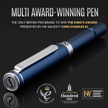 Scriveiner Black Rollerball EDC Luxury Pen, Stunning Pocket Pen with Chrome Finish, Cool Writing, Best Gift for Men & Women, German Schmidt Refill, Nice Present, Fancy Office Designer Set