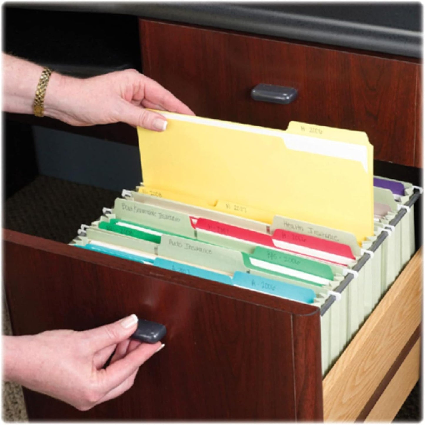 Smead Interior File Folder, 1/3-Cut Tab, Letter Size, Aqua, 100 per Box, Expandable File Folders for Filing Cabinet