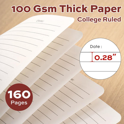 deli Rose Red Lined Spiral Journal Notebook, 160 Pages, A5 (5.5"x8") Hardcover Writing Notebook, College Ruled Spiral Bound Journal for Women & Men - Perfect for Work, School, Office & Note Taking