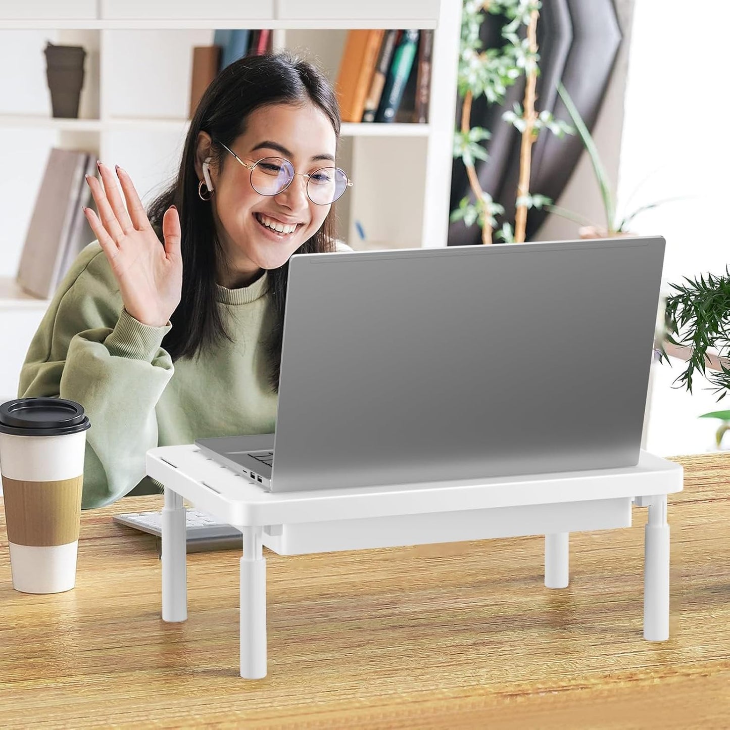WALI Computer Monitor Stand for Desk, Adjustable Laptop Riser, Desk Monitor Stand Underneath Storage for Office, School Supplies (PTT001-B), 1 Pack, Black