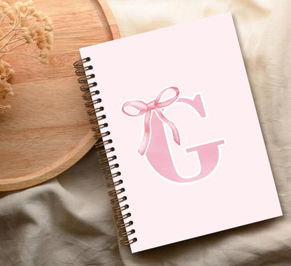 Blue Bow Journal Notebook for Girls,Initial H Journals Personalized Diary Gifts for Teen Girl Kids,Monogrammed Gifts for Women,Trendy Coquette Cute Hardcover Spiral Notebook 5.5 x 8.3 - Colors A