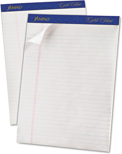 Ampad Gold Fibre Writing Pads, 8-1/2" x 11-3/4", Legal Rule, 50 Sheets, 12 Pack (20-070R)